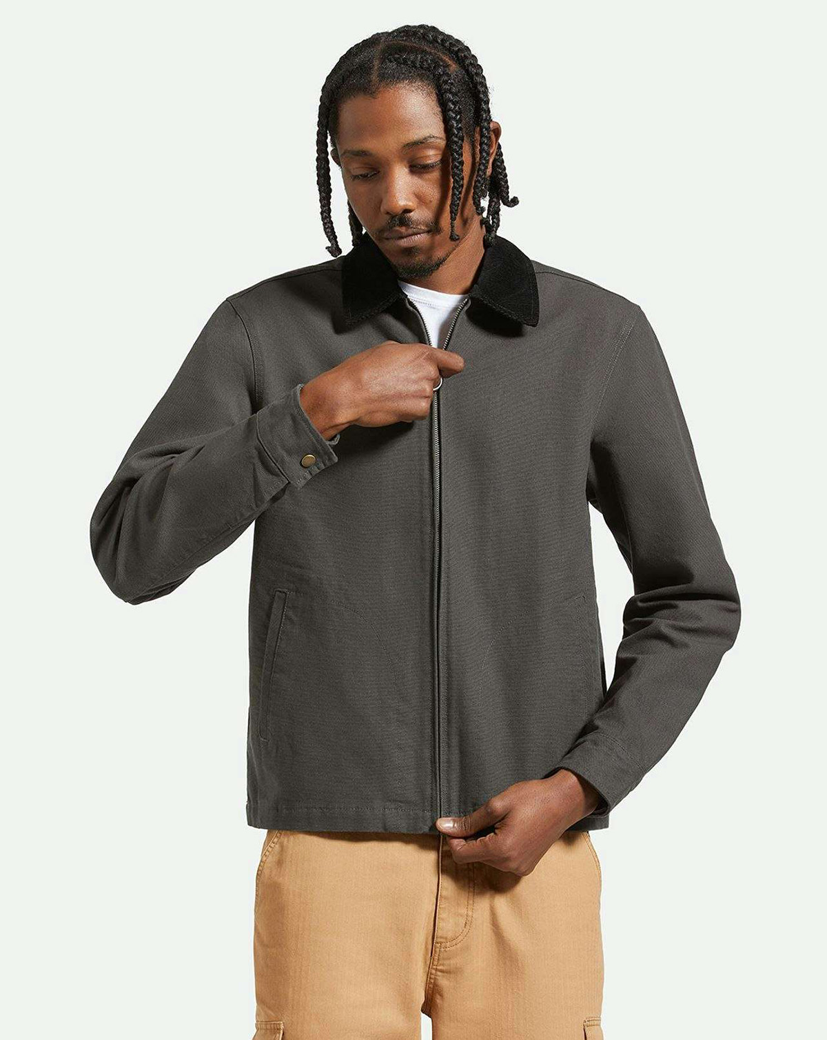 Brixton Mechanic Garage Zip Jakke Forvasket Black - L