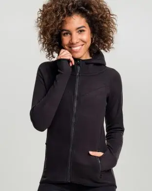 Urban Classics Women's Polar Fleece Zip med hætte - Trøjer