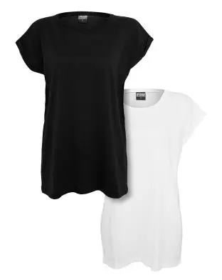 Urban Classics Women's 2-Pak Thirt Extra Shoulders Sort / Hvid - Urban Classics